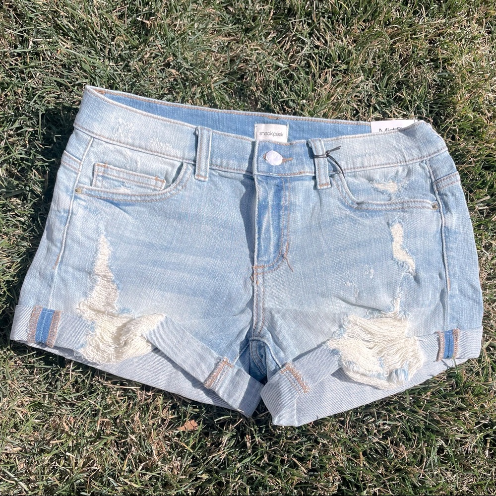 Distressed Denim Shorts